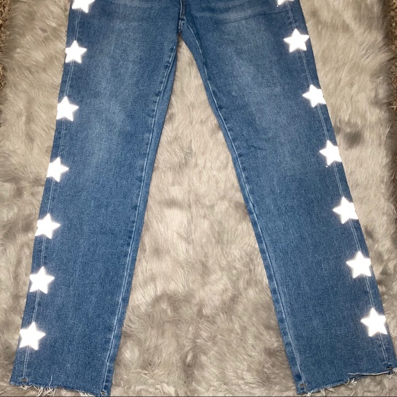 Reflective Star Print Straight Leg Jeans - Picture 6 of 7